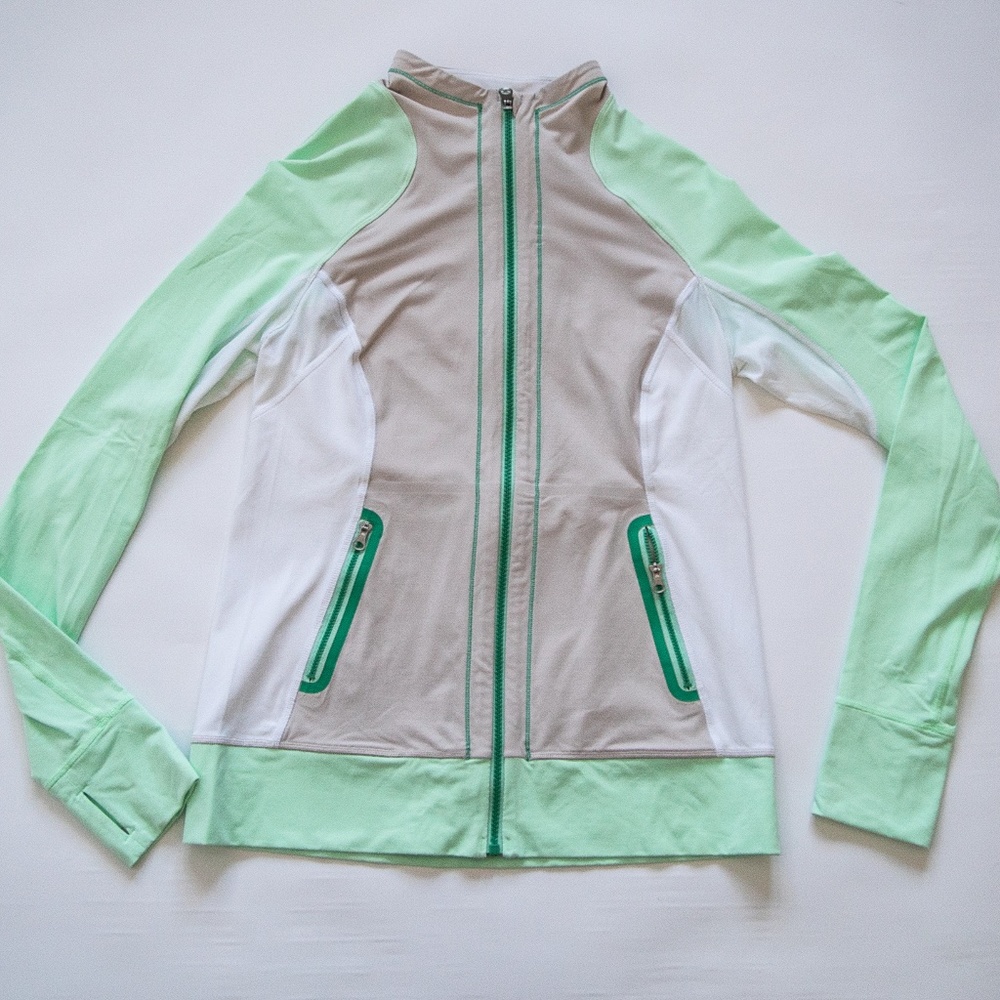 LULULEMON zip up track jacket green / grey